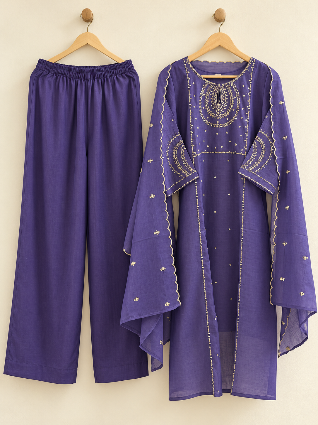 A-Line Mul Chanderi Kurta Set