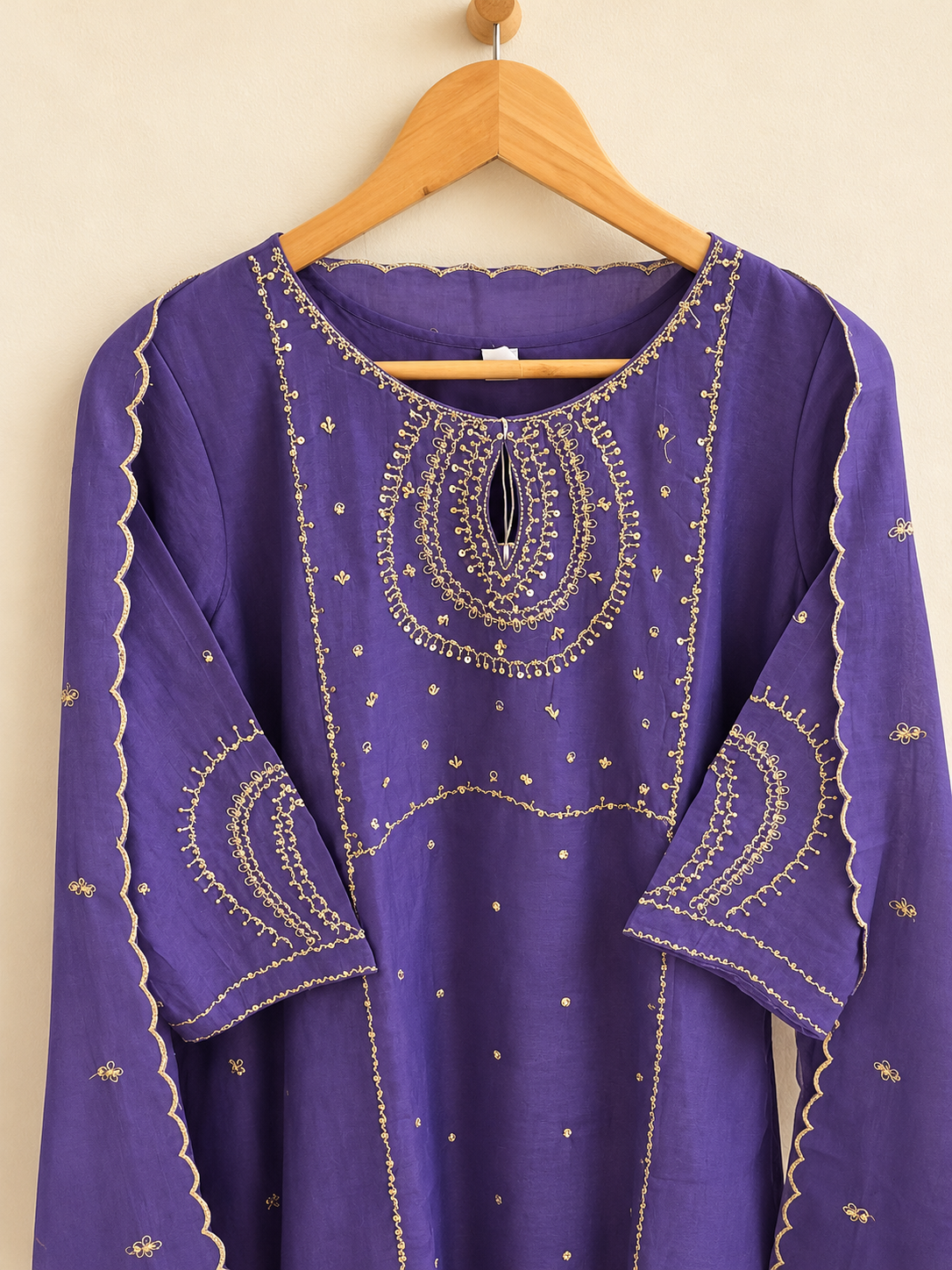 A-Line Mul Chanderi Kurta Set