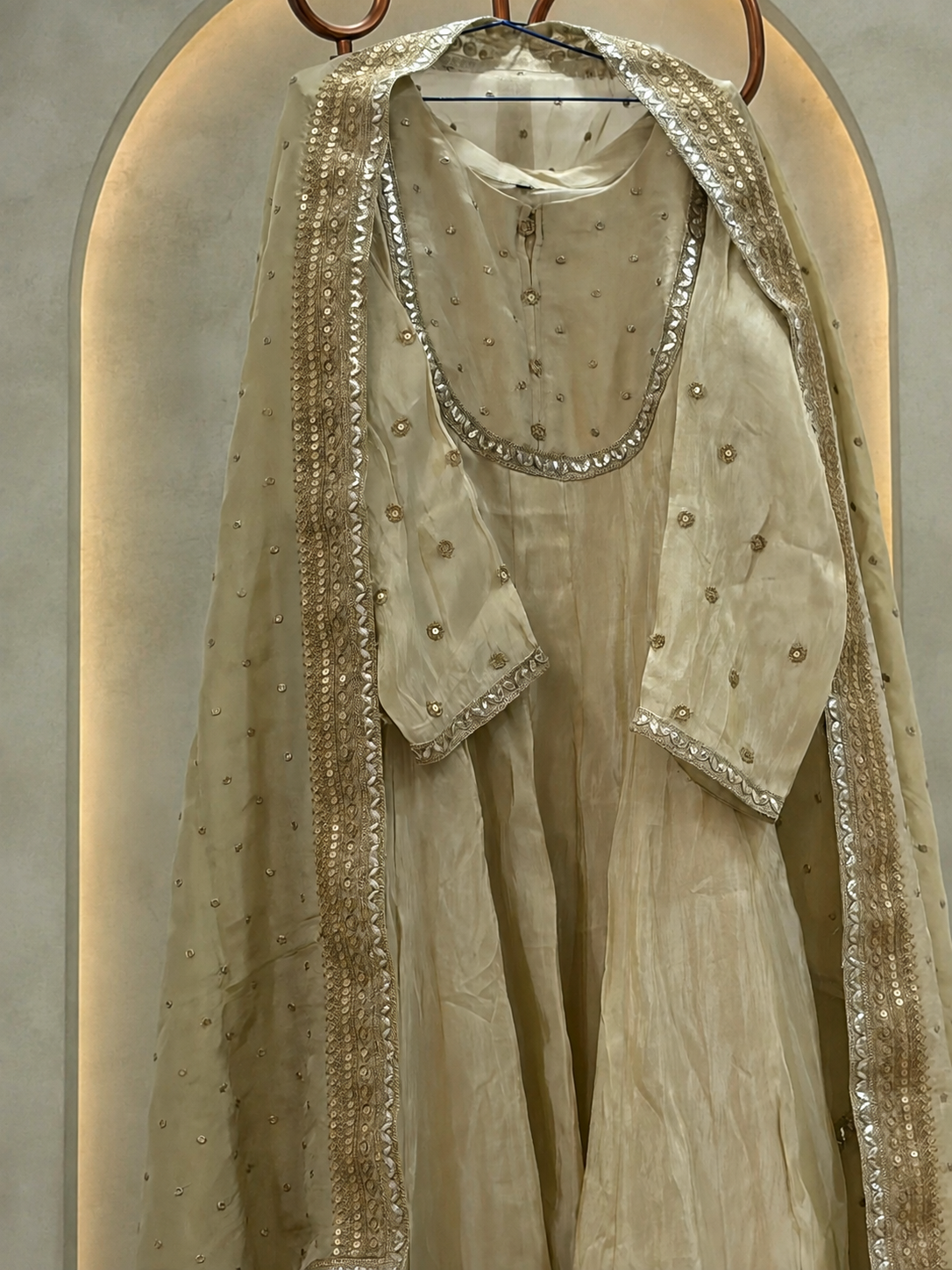 Golden Anarkali Kurta Set