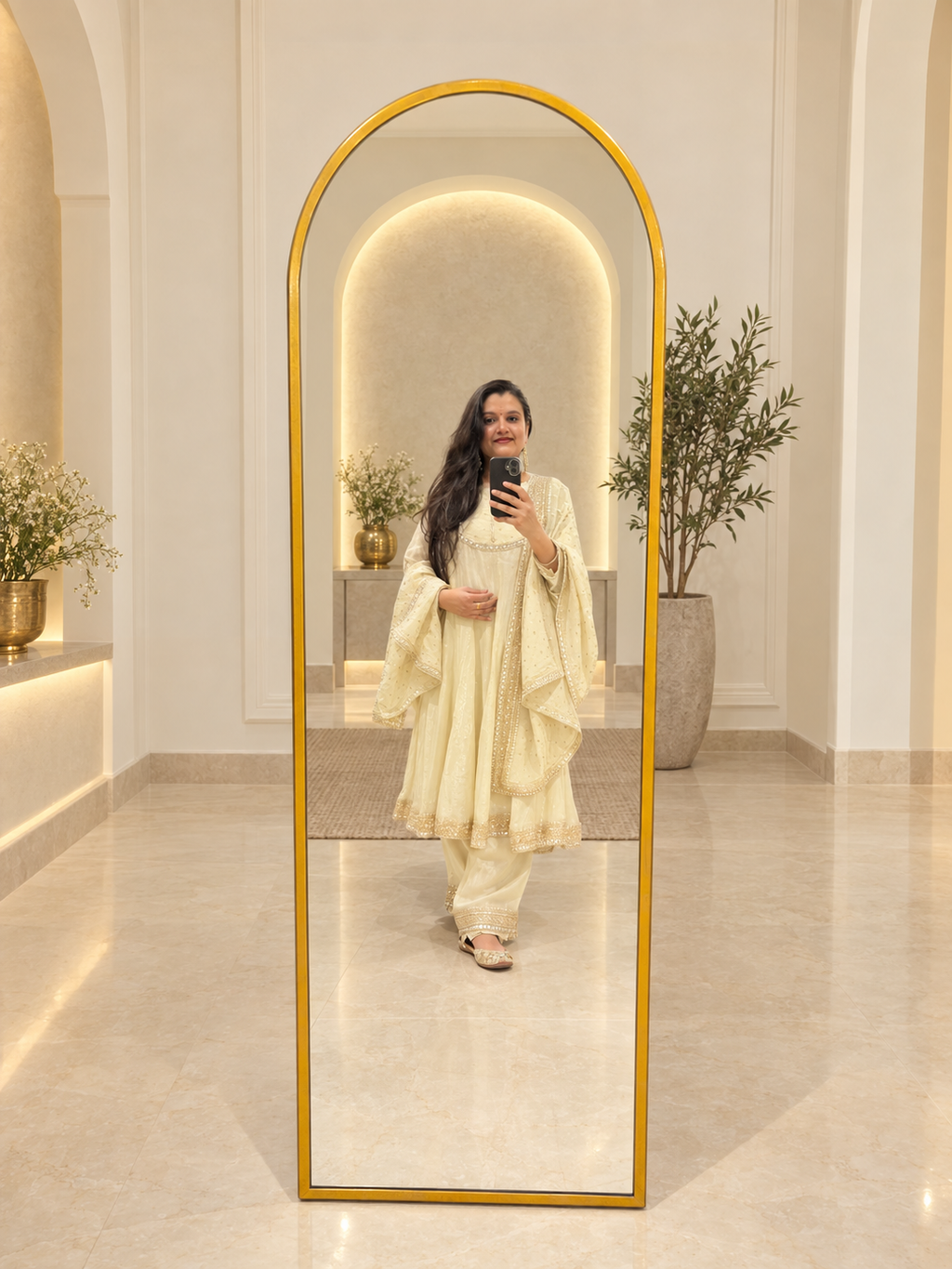 Golden Anarkali Kurta Set