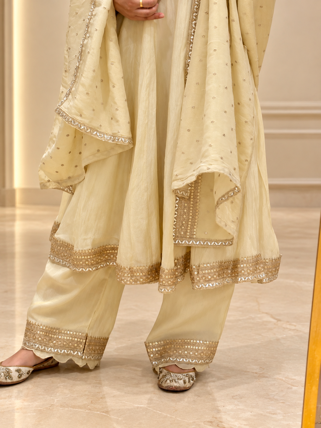 Golden Anarkali Kurta Set