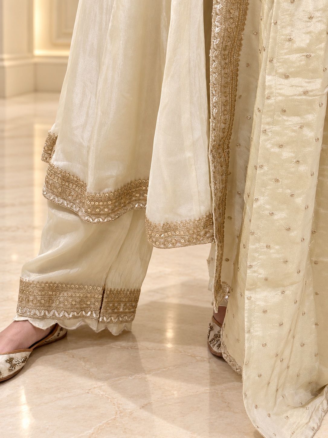 Golden Anarkali Kurta Set