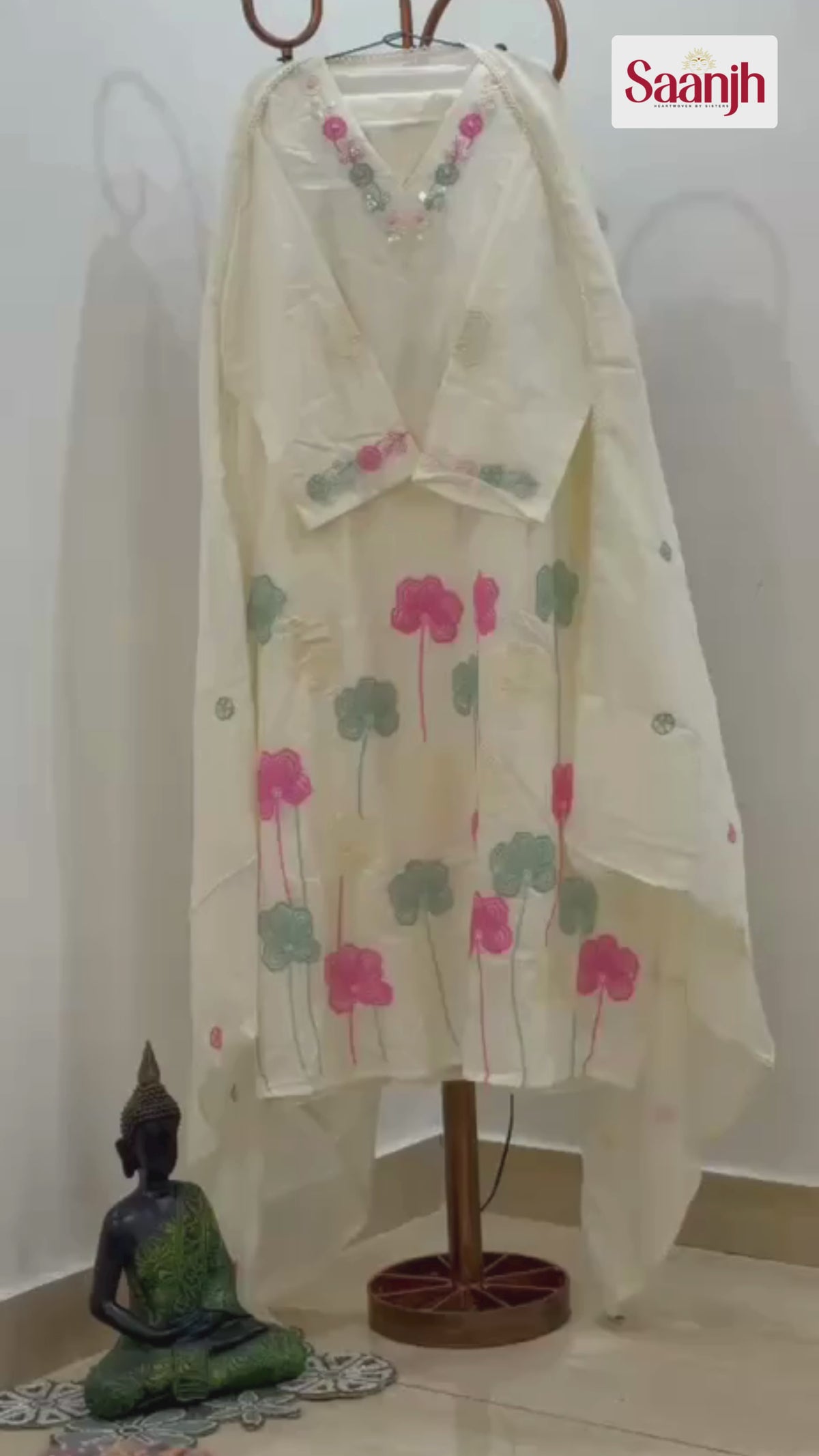 Mul Chanderi A-Line Kurta Set