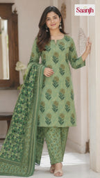 Straight Ajrak Print Kurta Set