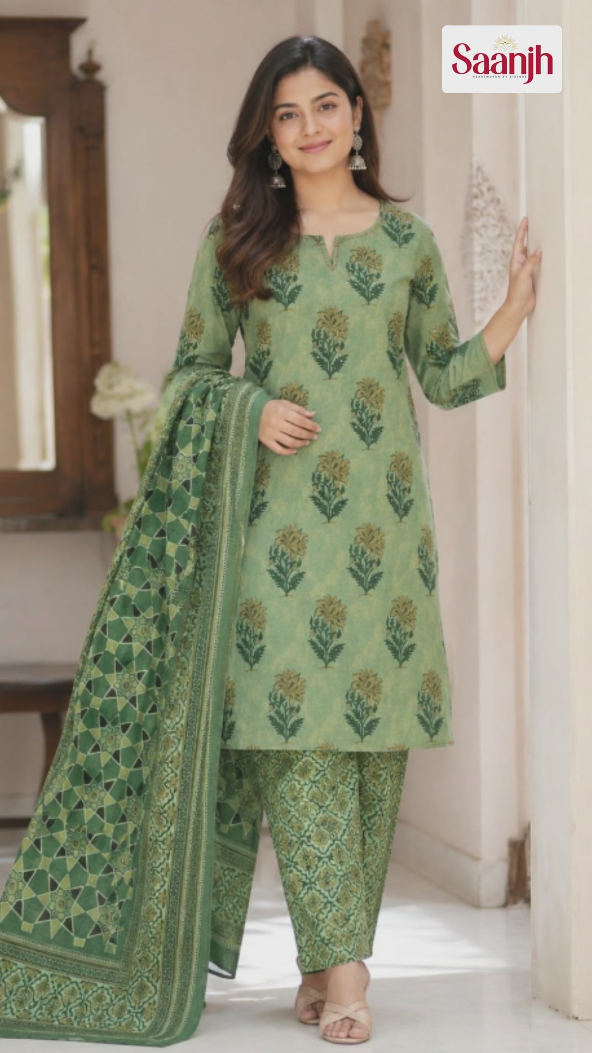 Straight Ajrak Print Kurta Set