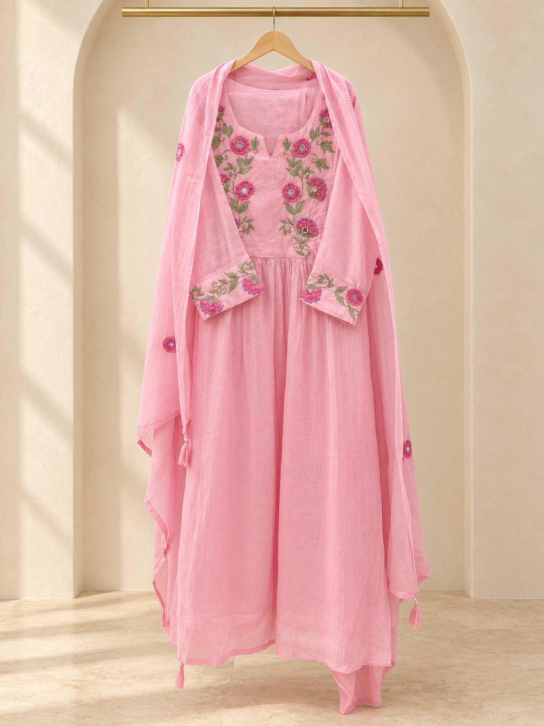 Mul Chanderi Suit Set